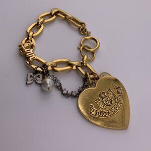 Juicy Couture Gold Charm Bracelet - Bow, Heart, LOVE Charms